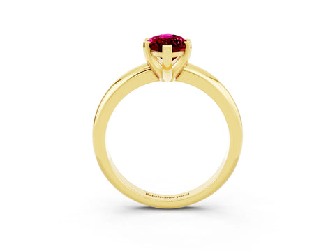Yellow gold Marquise Cut Garnet Solitaire Engagement Ring with Round Band and Four-Prong Setting_3