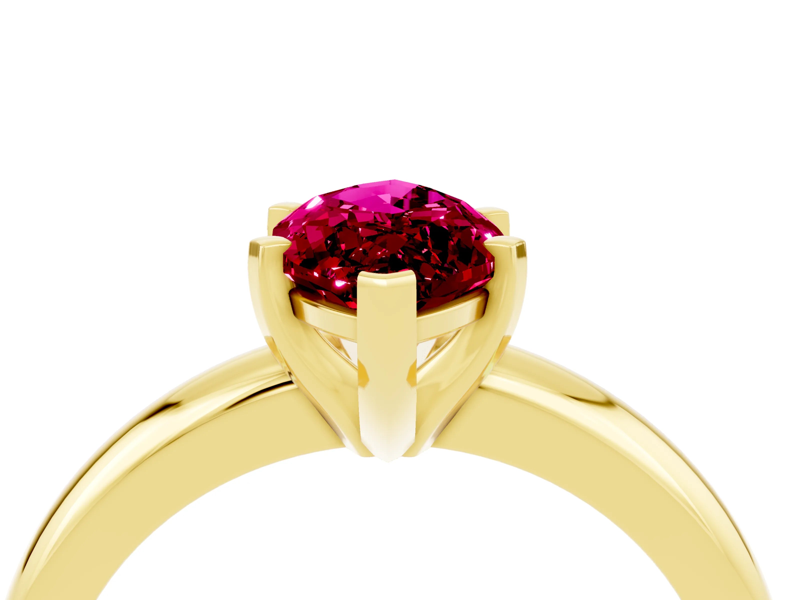 Yellow gold Marquise Cut Garnet Solitaire Engagement Ring with Round Band and Four-Prong Setting_4