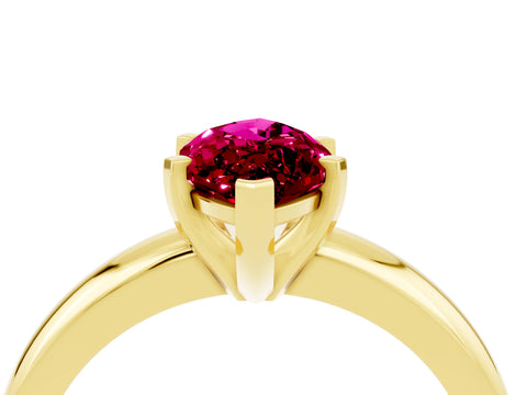 Yellow gold Marquise Cut Garnet Solitaire Engagement Ring with Round Band and Four-Prong Setting_4