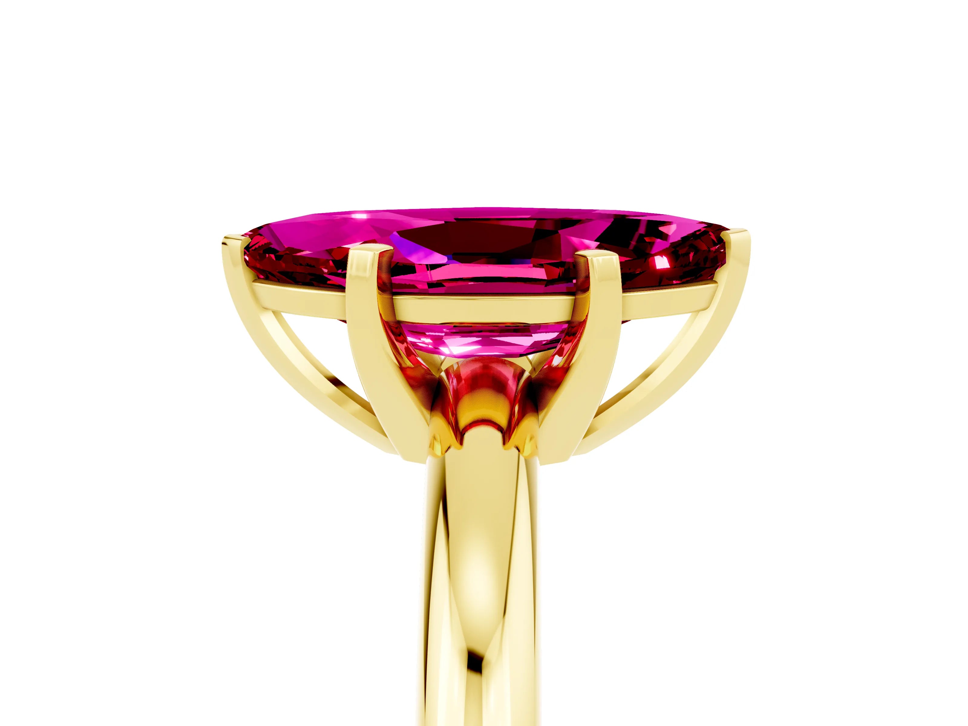 Yellow gold Marquise Cut Garnet Solitaire Engagement Ring with Round Band and Four-Prong Setting_5