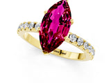 Yellow gold Marquise Cut Garnet Solitaire Pavé Band with Four-Prong Setting_1