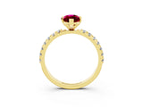 Yellow gold Marquise Cut Garnet Solitaire Pavé Band with Four-Prong Setting_3