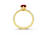 Yellow gold Marquise Cut Garnet Solitaire Pavé Engagement Ring with Round Band and Prong Setting_15