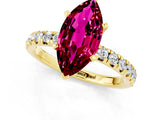 Yellow gold Marquise Cut Garnet Solitaire Pavé Engagement Ring with Round Band and Prong Setting_73