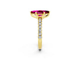 Yellow gold Marquise Cut Garnet Solitaire Pavé Engagement Ring with Round Band and Prong Setting_74