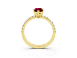 Yellow gold Marquise Cut Garnet Solitaire Pavé Engagement Ring with Round Band and Prong Setting_75