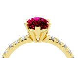 Yellow gold Marquise Cut Garnet Solitaire Pavé Engagement Ring with Round Band and Prong Setting_76