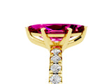 Yellow gold Marquise Cut Garnet Solitaire Pavé Engagement Ring with Round Band and Prong Setting_77