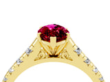 Yellow gold Marquise Cut Garnet Solitaire Ring with Cathedral Setting and Pavé Band_4