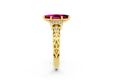 Yellow gold Marquise Cut Garnet Solitaire Ring with Filigree Band and Four-Prong Setting_26