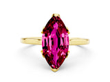 Yellow gold Marquise Cut Garnet Solitaire Ring with Flower Prong Setting and Classic Band_12