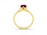 Yellow gold Marquise Cut Garnet Solitaire Ring with Flower Prong Setting and Classic Band_15