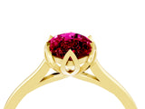 Yellow gold Marquise Cut Garnet Solitaire Ring with Flower Prong Setting and Classic Band_16
