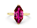 Yellow gold Marquise Cut Garnet Solitaire Ring with Flower Prong Setting and Classic Band_36