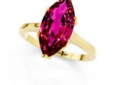 Yellow gold Marquise Cut Garnet Solitaire Ring with Flower Prong Setting and Classic Band_37