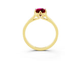 Yellow gold Marquise Cut Garnet Solitaire Ring with Flower Prong Setting and Classic Band_39