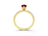 Yellow gold Marquise Cut Garnet Solitaire Ring with Pavé Accents and Four-Prong Setting_3