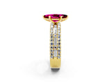 Yellow gold Marquise Cut Garnet Solitaire Ring with Pavé and Channel Set Band_2