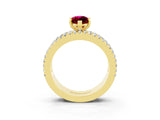 Yellow gold Marquise Cut Garnet Solitaire Ring with Pavé and Channel Set Band_3