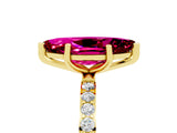 Yellow gold Marquise Cut Garnet Solitaire Ring with Pave Band and Four Prong Setting_29