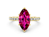 Yellow gold Marquise Cut Garnet Solitaire Ring with Round  Pavé Band and Four-Prong Setting_36