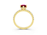 Yellow gold Marquise Cut Garnet Solitaire Ring with Round  Pavé Band and Four-Prong Setting_39