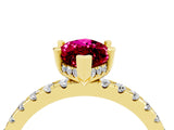 Yellow gold Marquise Cut Garnet Solitaire Ring with Round  Pavé Band and Four-Prong Setting_40