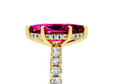 Yellow gold Marquise Cut Garnet Solitaire Ring with Round  Pavé Band and Four-Prong Setting_41