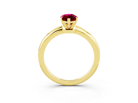 Yellow gold Marquise Cut Garnet Solitaire Ring with Six-Prong Setting and Classic Band_3