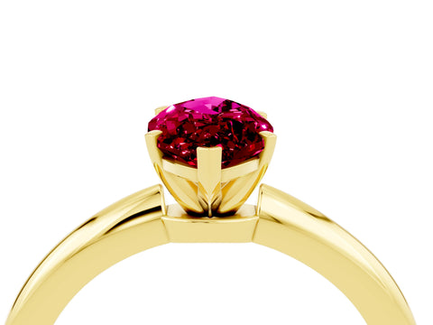Yellow gold Marquise Cut Garnet Solitaire Ring with Six-Prong Setting and Classic Band_4