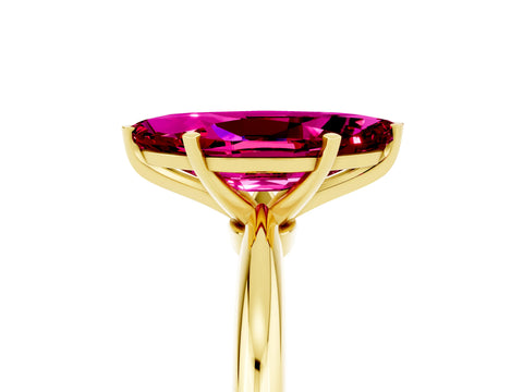 Yellow gold Marquise Cut Garnet Solitaire Ring with Six-Prong Setting and Classic Band_5