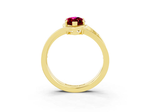 Yellow gold Marquise Cut Garnet Solitaire Ring with Split Shank and Prong Setting_3