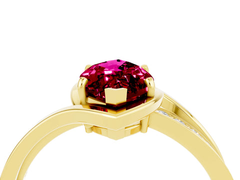 Yellow gold Marquise Cut Garnet Solitaire Ring with Split Shank and Prong Setting_4