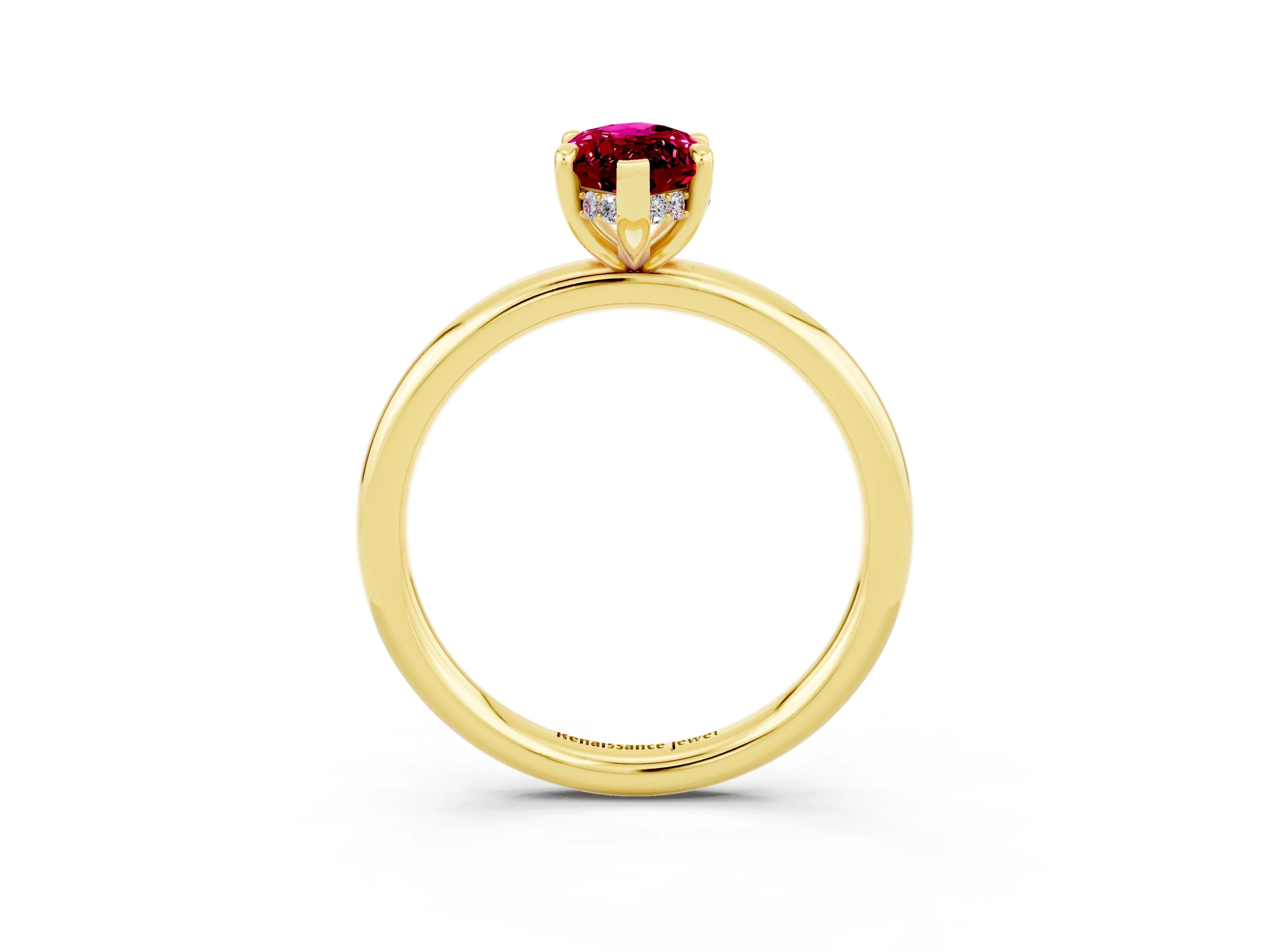 Yellow gold Marquise Cut Garnet Solitaire Ring with Thin Band and Four-Prong Setting_15