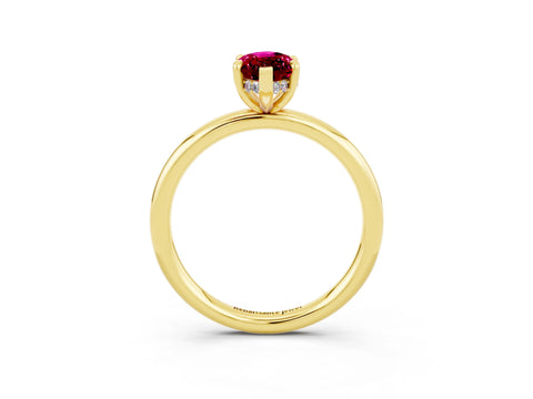 Yellow gold Marquise Cut Garnet Solitaire Ring with Thin Band and Four-Prong Setting_15