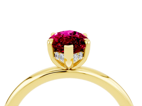 Yellow gold Marquise Cut Garnet Solitaire Ring with Thin Band and Four-Prong Setting_16