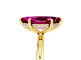 Yellow gold Marquise Cut Garnet Solitaire Ring with Thin Band and Four-Prong Setting_17