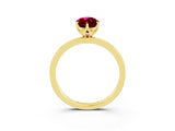 Yellow gold Marquise Cut Garnet Solitaire Ring with Thin Band and Prong Setting_15