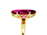Yellow gold Marquise Cut Garnet Solitaire Ring with Thin Band and Prong Setting_17