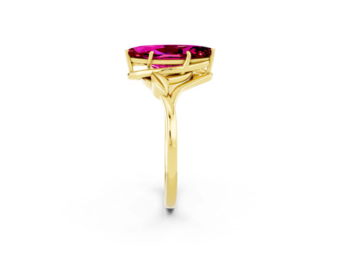 Yellow gold Marquise Cut Garnet Solitaire Ring with Twist Band and Four-Prong Setting_26