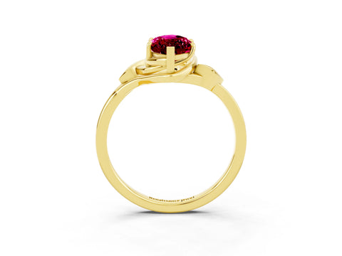 Yellow gold Marquise Cut Garnet Solitaire Ring with Twist Band and Four-Prong Setting_27