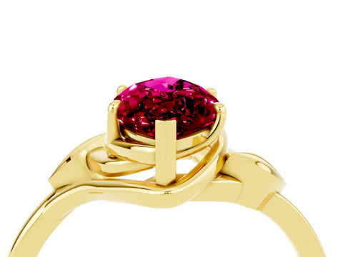 Yellow gold Marquise Cut Garnet Solitaire Ring with Twist Band and Four-Prong Setting_28