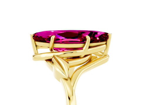 Yellow gold Marquise Cut Garnet Solitaire Ring with Twist Band and Four-Prong Setting_29