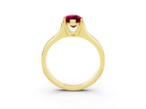 Yellow gold Marquise Cut Garnet Solitaire Ring with Wide Band and Prong Setting_3