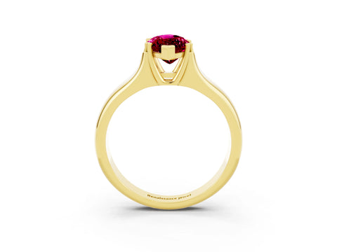 Yellow gold Marquise Cut Garnet Solitaire Ring with Wide Band and Prong Setting_3