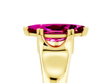 Yellow gold Marquise Cut Garnet Solitaire Ring with Wide Band and Prong Setting_5