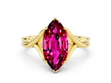 Yellow gold Marquise Cut Garnet Solitaire Twist Band Prong Setting Ring_36