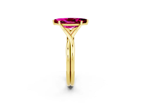 Yellow gold Marquise Cut Garnet Solitaire Twist Band Prong Setting Ring_38