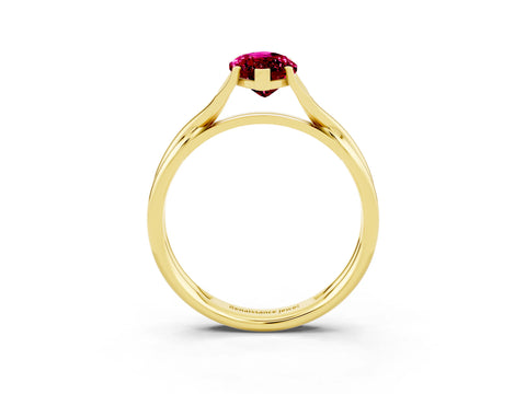 Yellow gold Marquise Cut Garnet Solitaire Twist Band Prong Setting Ring_39