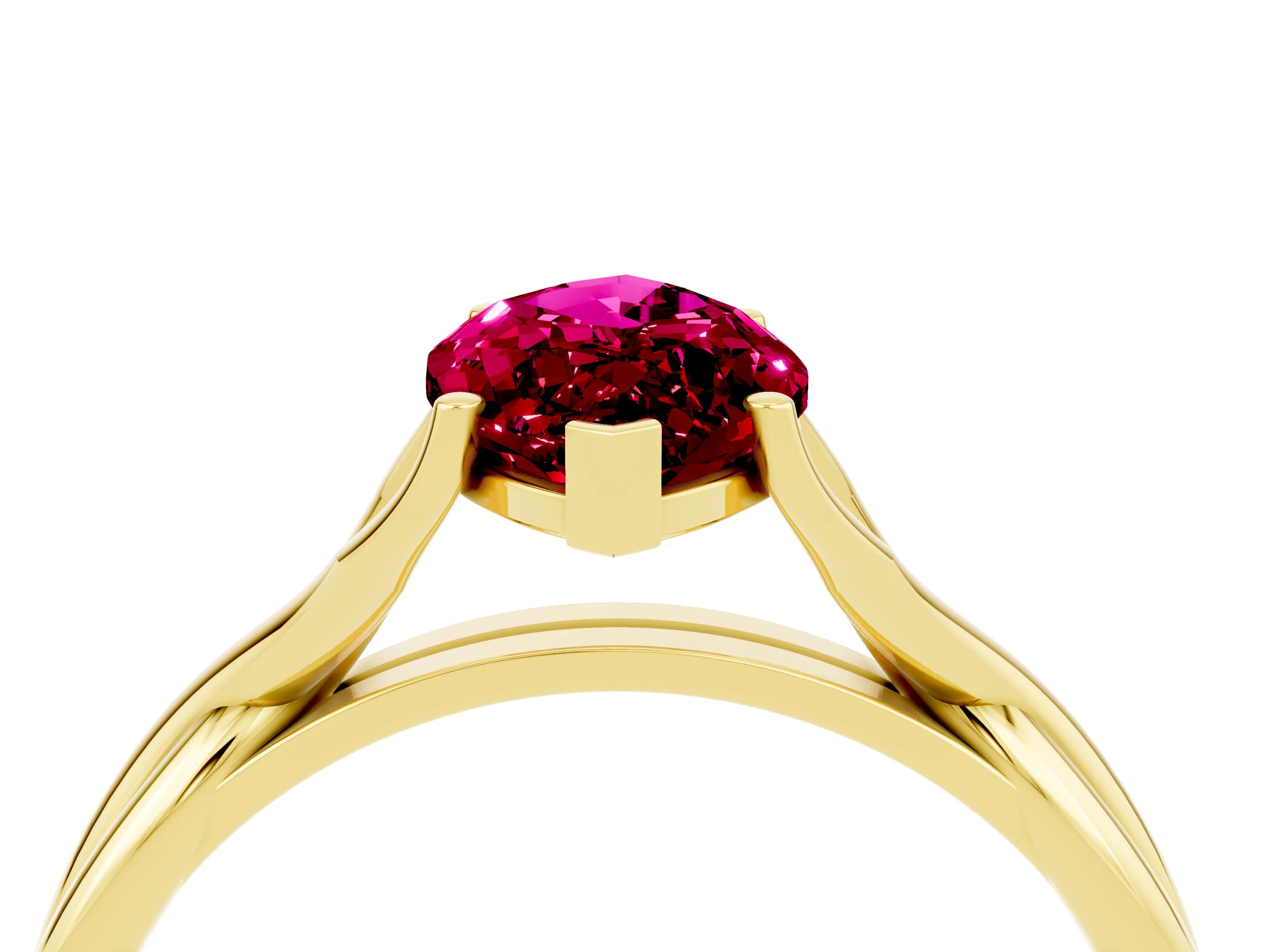 Yellow gold Marquise Cut Garnet Solitaire Twist Band Prong Setting Ring_40
